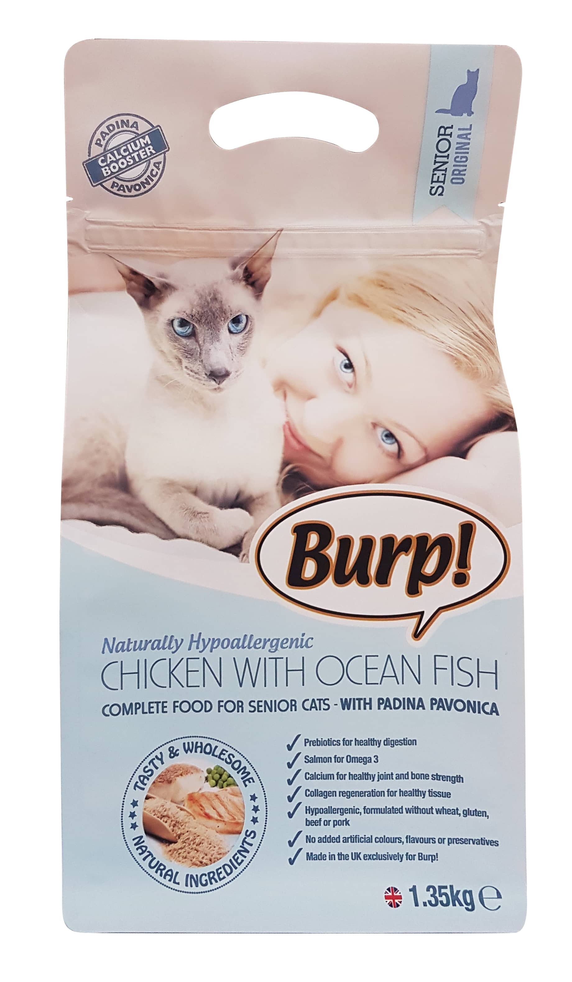 BURP! CHICKEN WITH OCEAN FISH HYPOALLERGENIC FOR SENIOR CAT 1.35kg